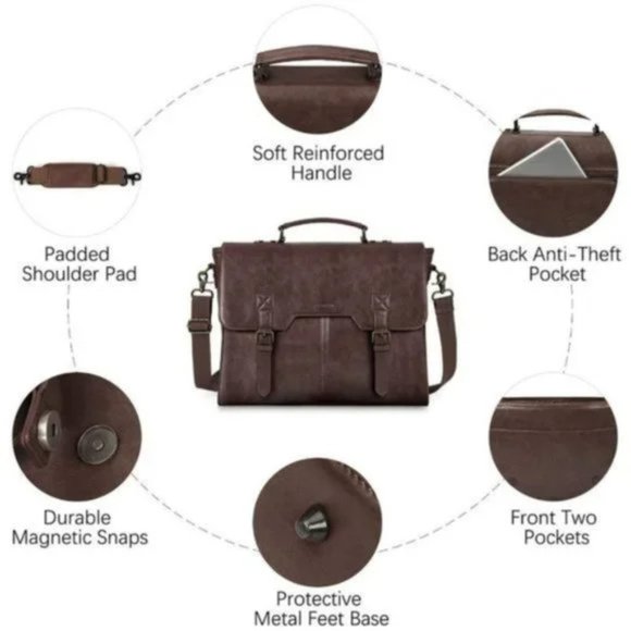 VINTAGE Messenger Bag for Men Coffee Brown, Brown or Black - Picture 7 of 16